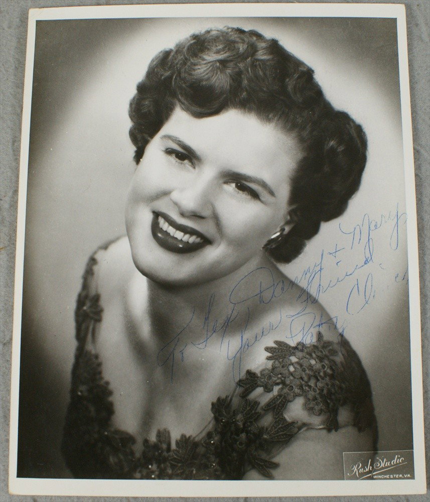Patsy Kline, signed photograph, personalized inscr: Patsy Kline, signed photograph, personalized inscription, "To Tex, Danny & Mary, Your Friend, Patsy Cline", Ex: Collection of Lloyd "Tex" Reynolds, Delaware Co, PA country singer/musician in the 50's