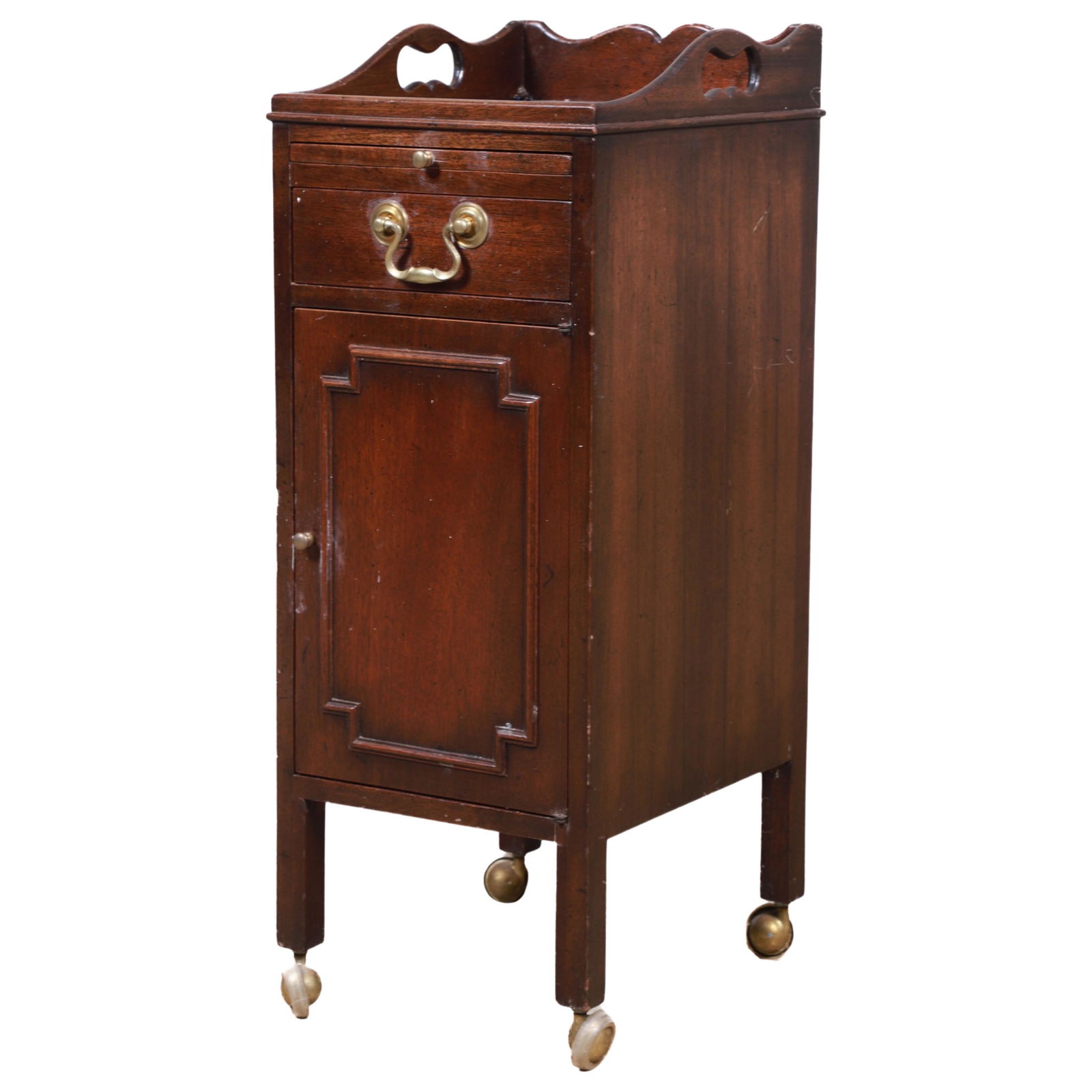 Mahogany leather top side table (1 of 4)