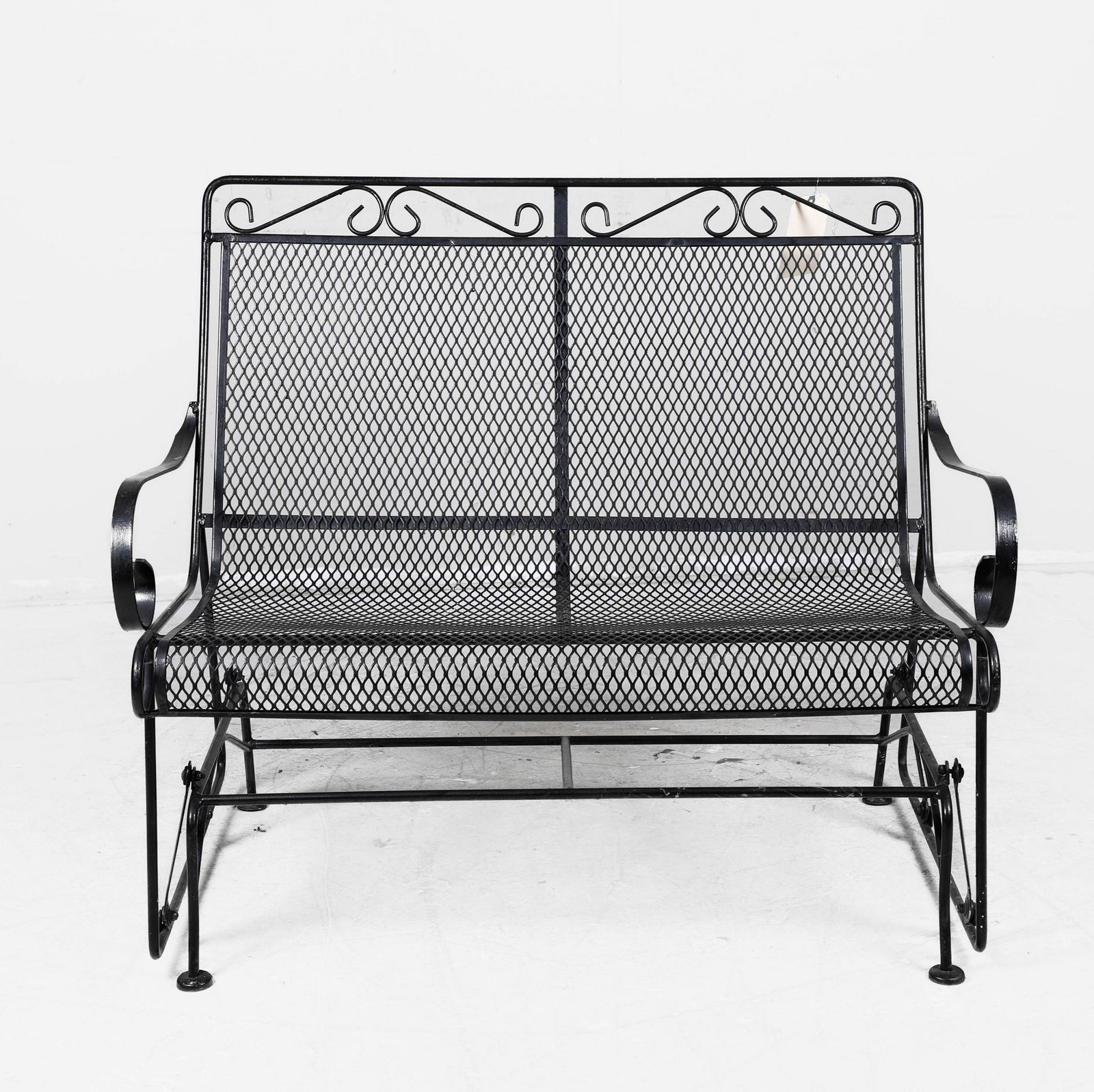 Woodard style painted metal rocking garden bench (1 of 3)