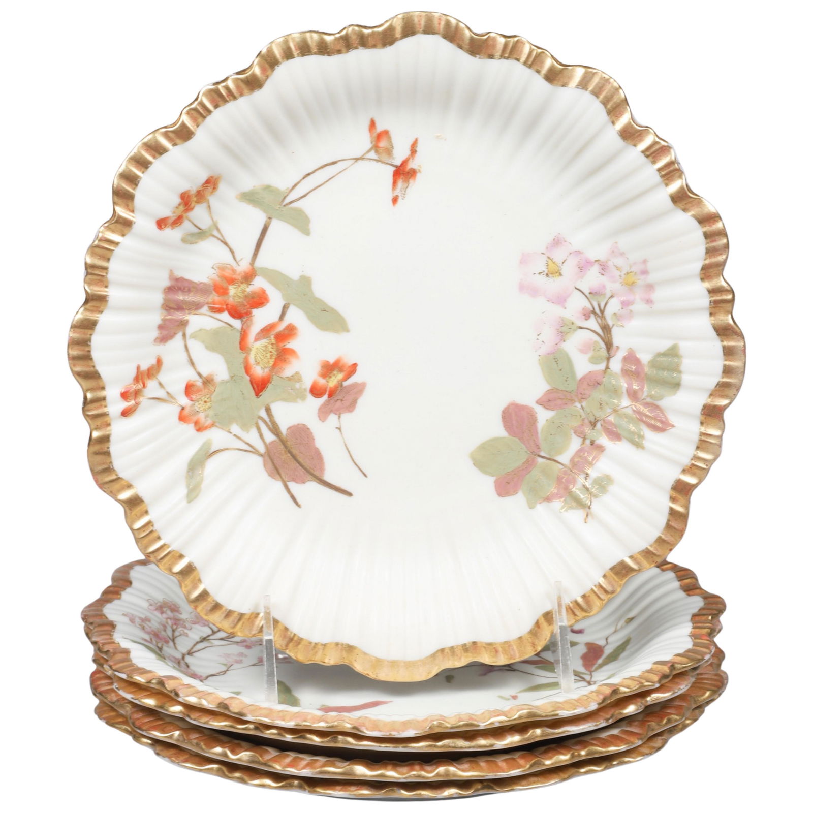 (5) Royal Worcester Gilt and Floral Painted Plates (1 of 3)