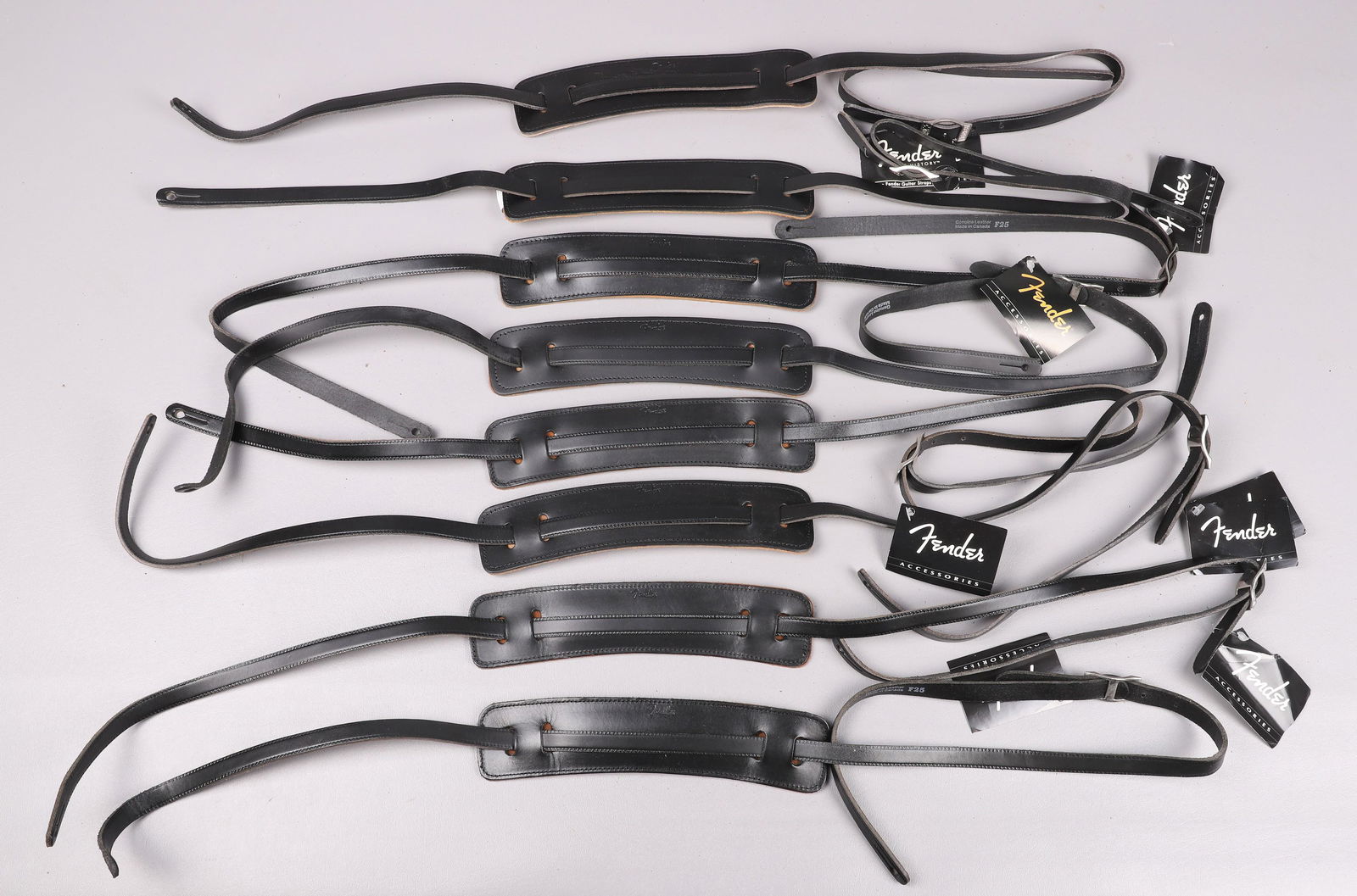 8 Fender Black leather Guitar Straps (1 of 2)