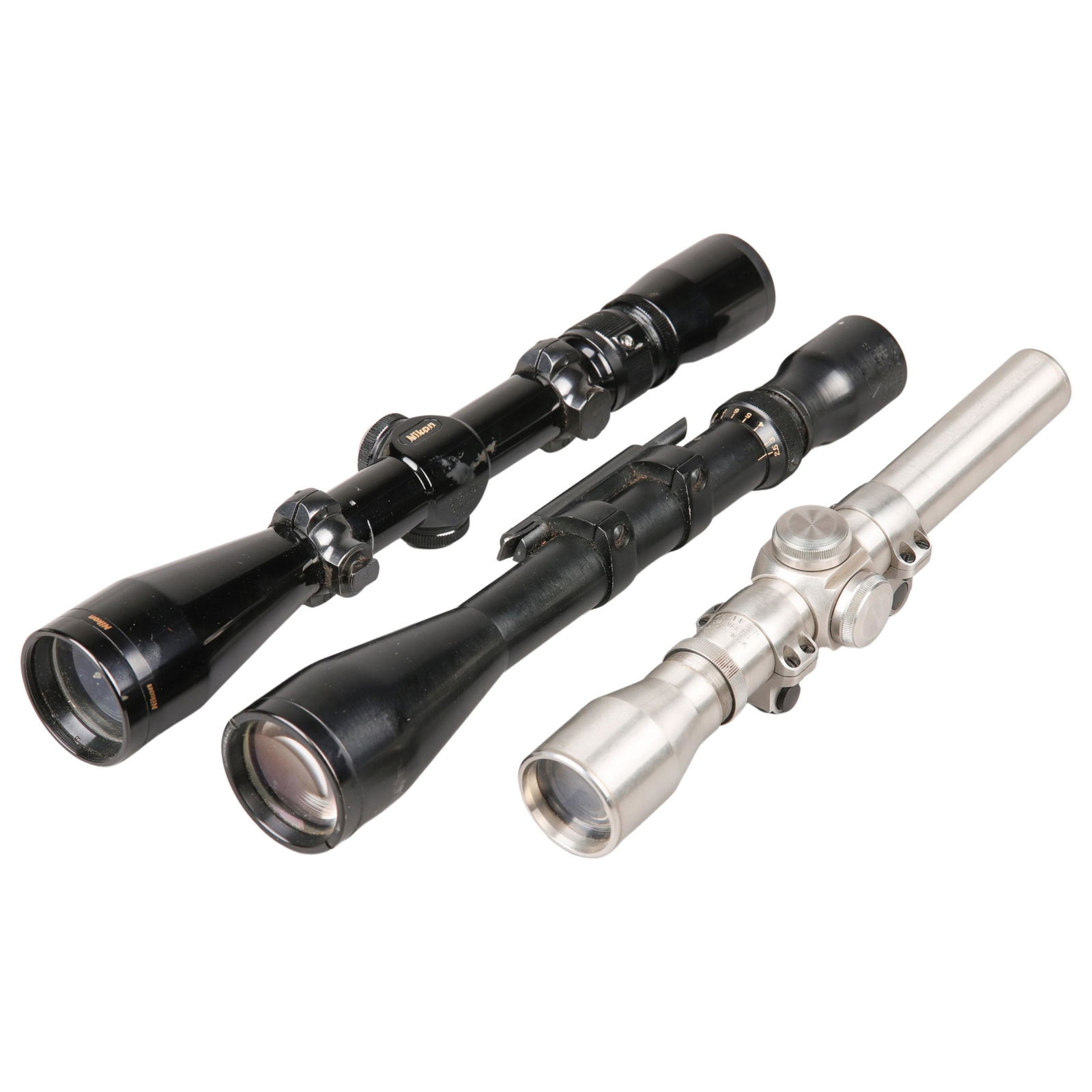 (3) Hunting Rifle Scopes: (3) Hunting rifle scopes, c/o Nikon 3-9x40 serial #817144, Bausch & Lomb BALvar 8 serial #HU1844, Weaver Micro-Trac P2-S stainless steel serial #014642