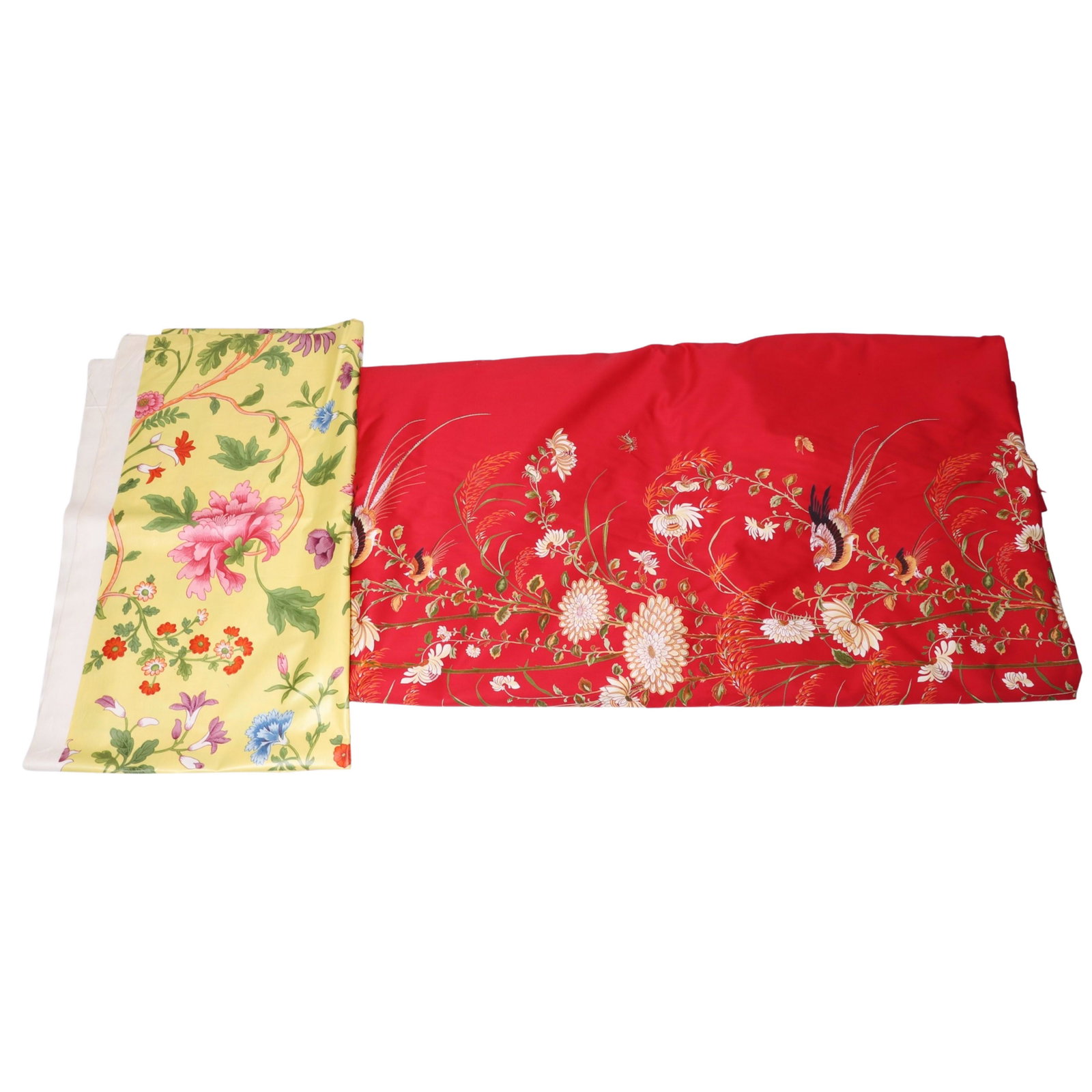 47"L x 51"W coated cotton remnant: 47"L x 51"W coated cotton remnant, 16 yards bergamasque comptoir de l'industrie textile de France grand teint floral and bird fabric, excellent condition