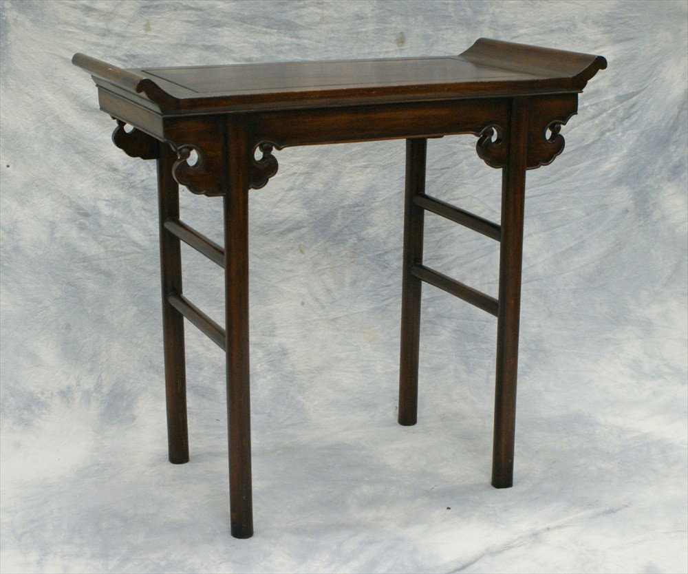 Chinese carved hardwood altar table, 19th-20th C: Chinese carved hardwood altar table, 19th-20th C, 38" w x 18 1/4" d x 34" h