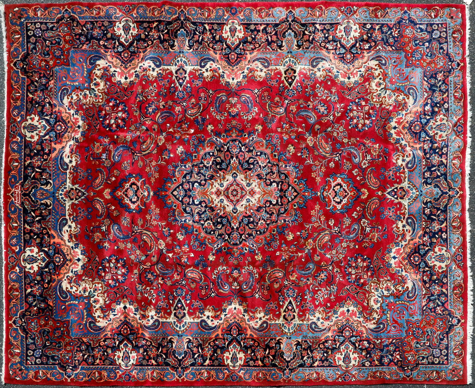 10' X 12'11" Semi-antique Persian Mashad Rug: 10' X 12'11" Semi-antique Persian Mashad Rug, good condition circa 1970s, fading, good condition, please see photos for any specific condition concerns.