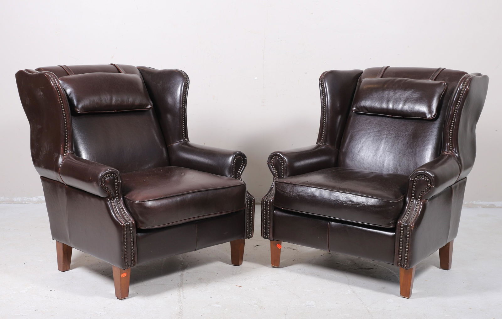 Pair Contemporary leather wing chairs (1 of 3)