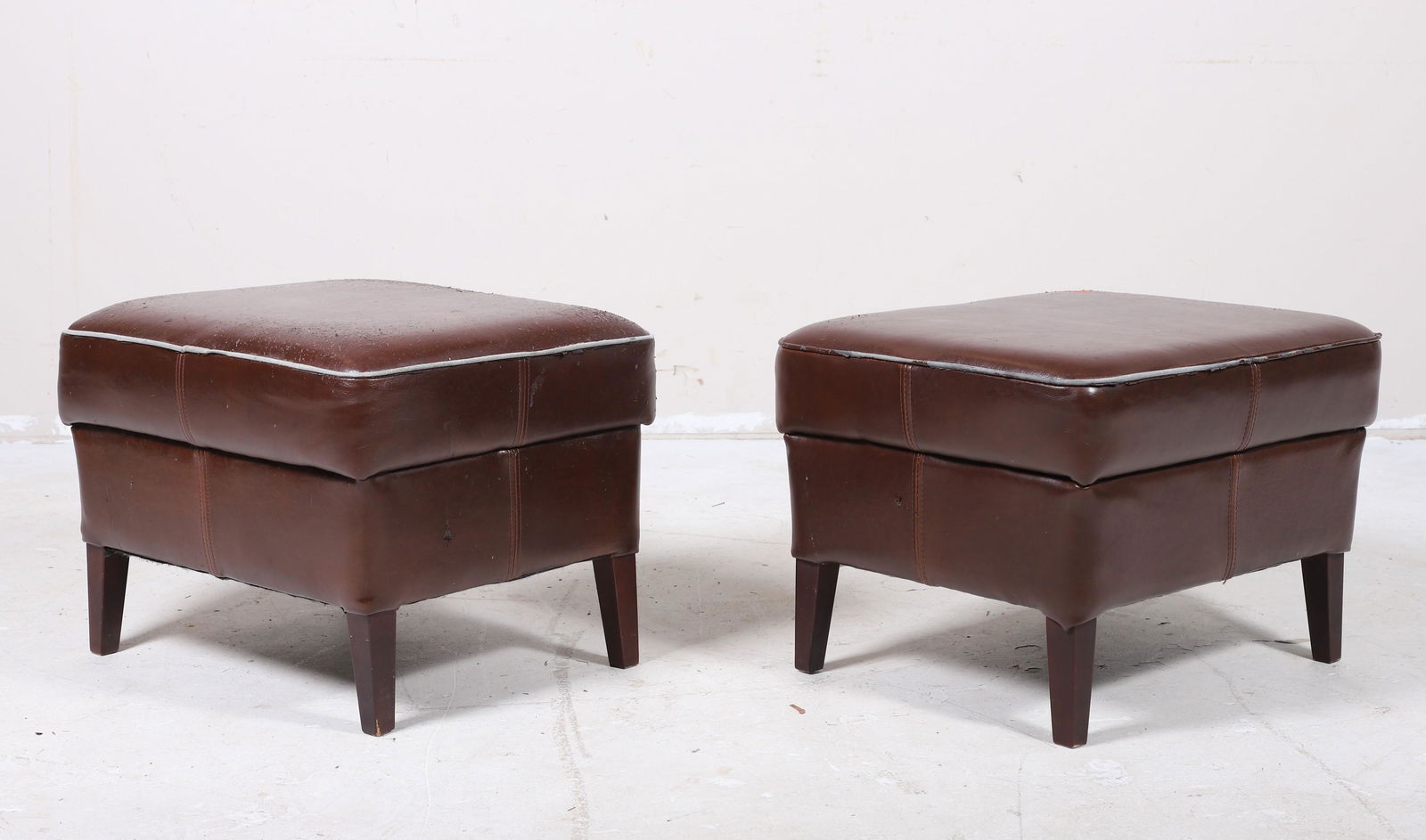 Pair Contemporary leather ottomans (1 of 3)