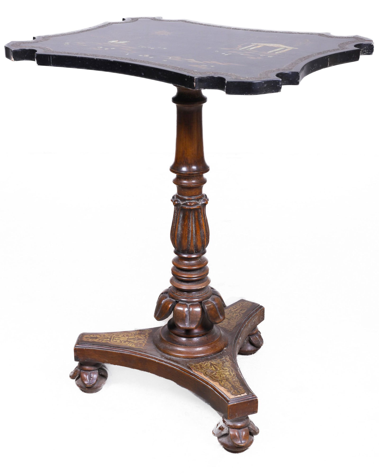 Chinoiserie paint decorated pedestal side table (1 of 3)