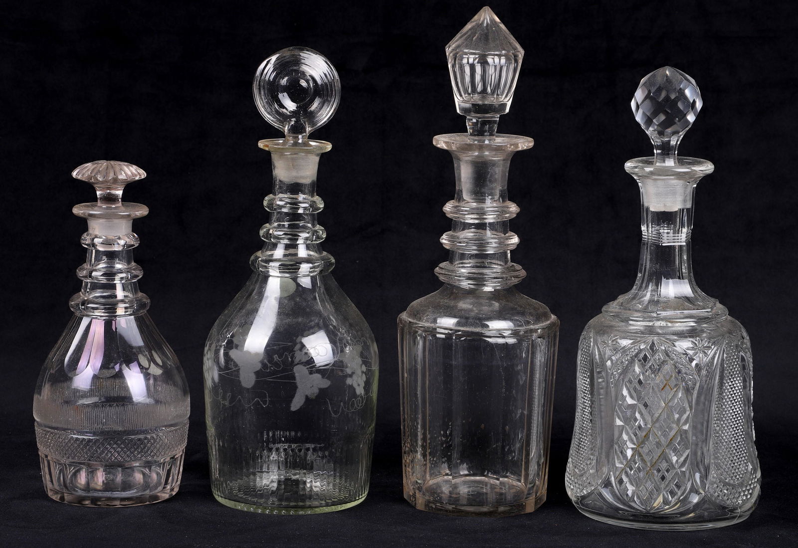 (4) Cut & Pattern Glass Decanters (1 of 3)