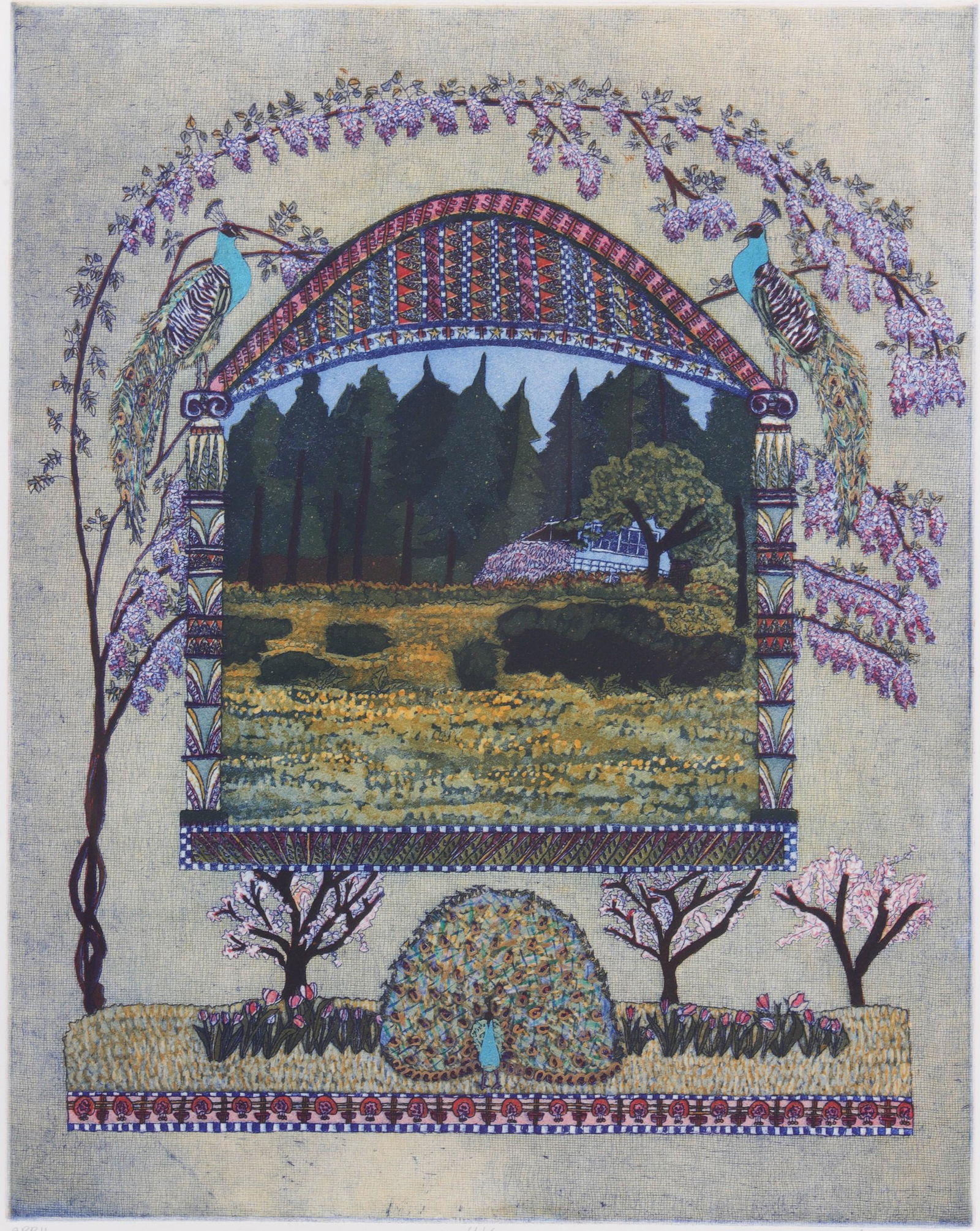 Gail Packer Etching "April" (1 of 4)