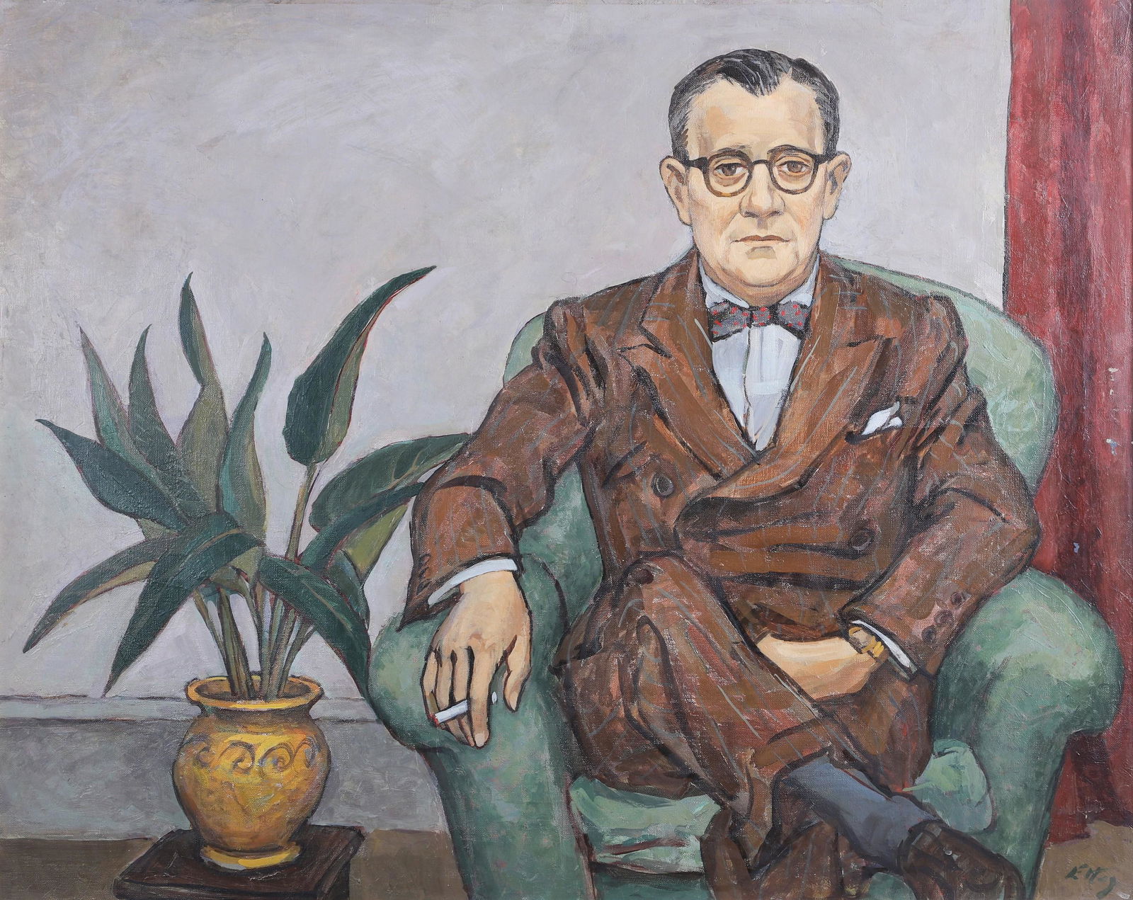 Emlen Pope Etting 1950's Modernist Portrait of a Man (1 of 4)