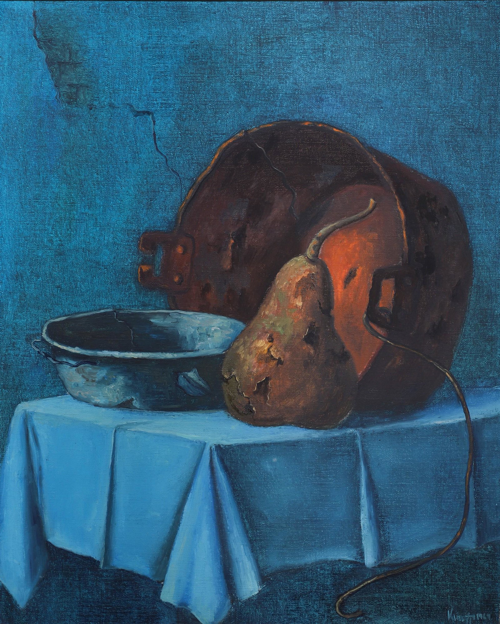 Zeev Kun "Still Life with Pair": Zeev Kun, (Israeli, born 1930) "Still Life with Pair", oil on canvas, signed Kun, 20"x16", framed 25-1/2"x20-1/2", very good condition