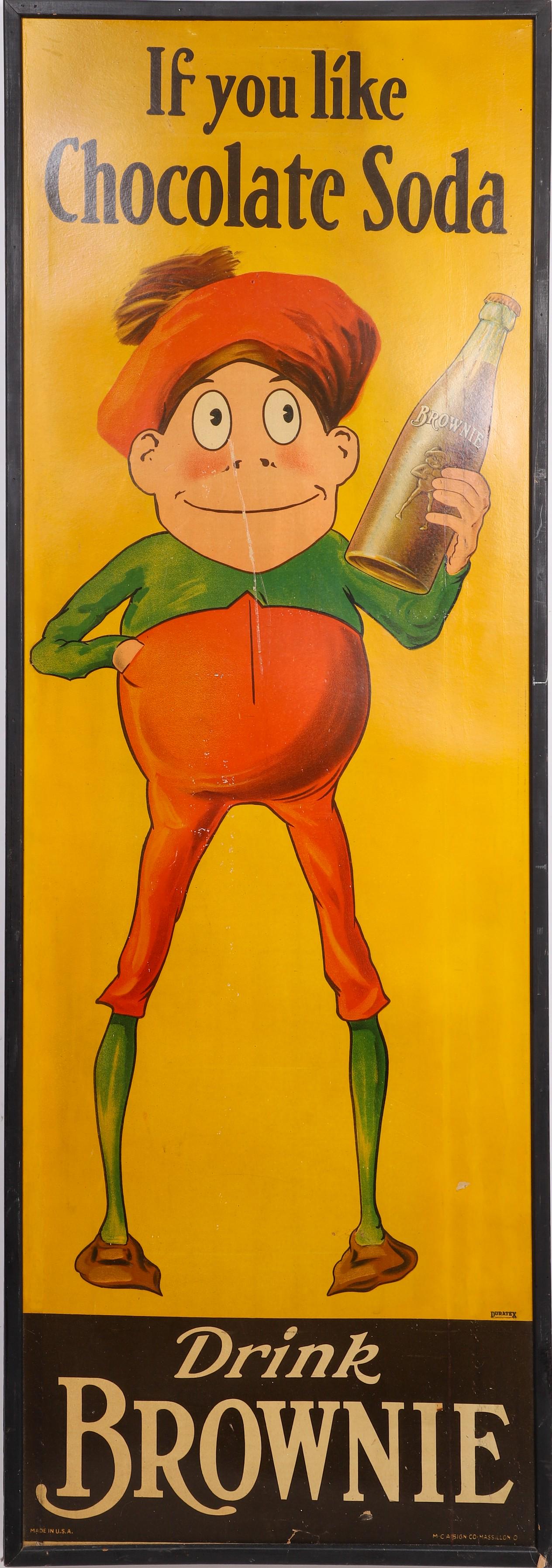 Cardboard Lithograph Sign - Brownie Chocolate Soda (1 of 3)