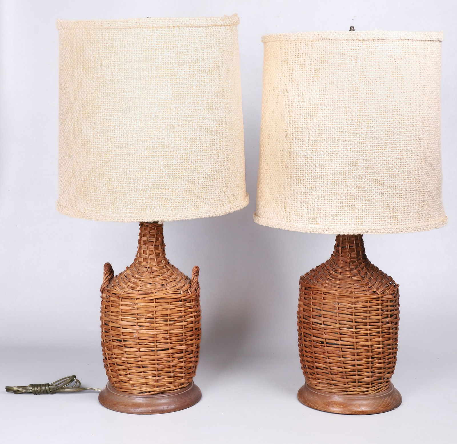 Pair Wicker basket form table lamps (1 of 3)