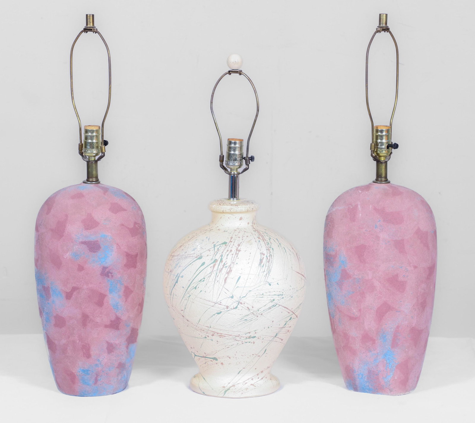 (3) Modern Design painted table lamps (1 of 2)