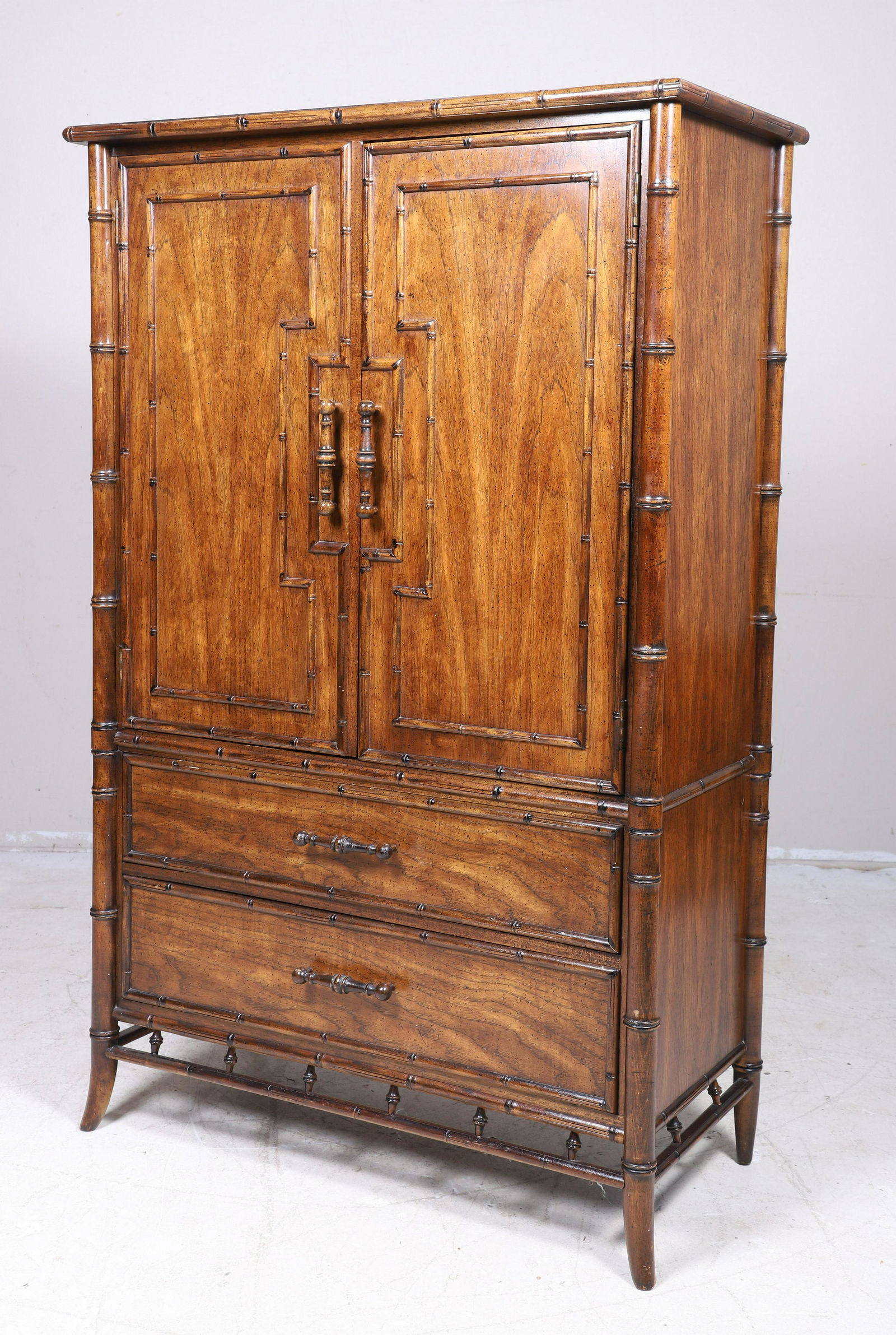 Century Bamboo form walnut finished wardrobe (1 of 4)