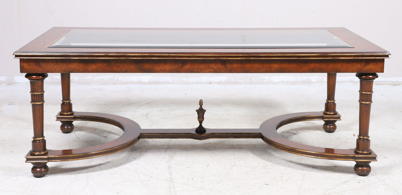 Maitland Smith Burl Walnut and gilt glass top coffee table (1 of 3)