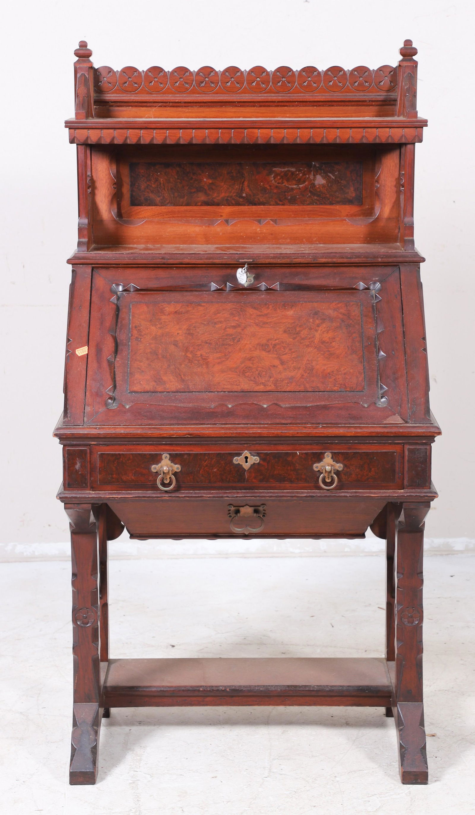 Victorian Eastlake burl walnut slant front desk (1 of 3)