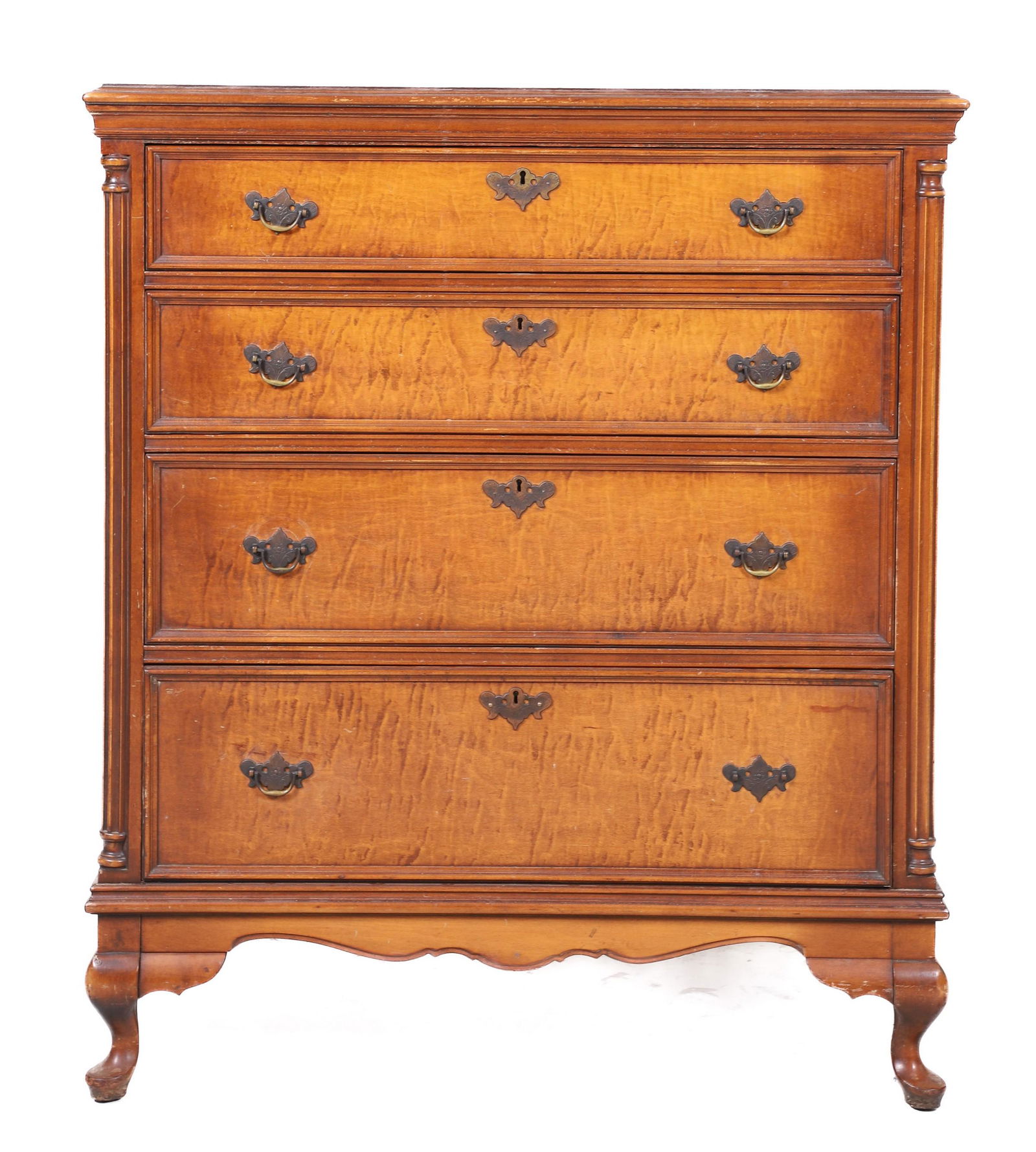 Queen Anne style maple high chest (1 of 3)