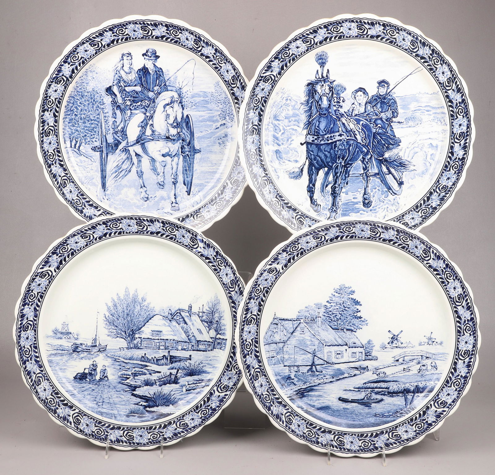 (4) Delft Style Porcelain Chargers (1 of 4)