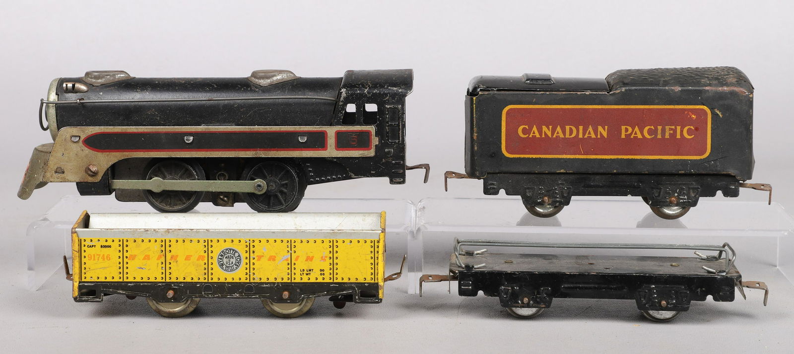 (4) Wyandotte Hafner Tin Litho Train Cars (1 of 3)