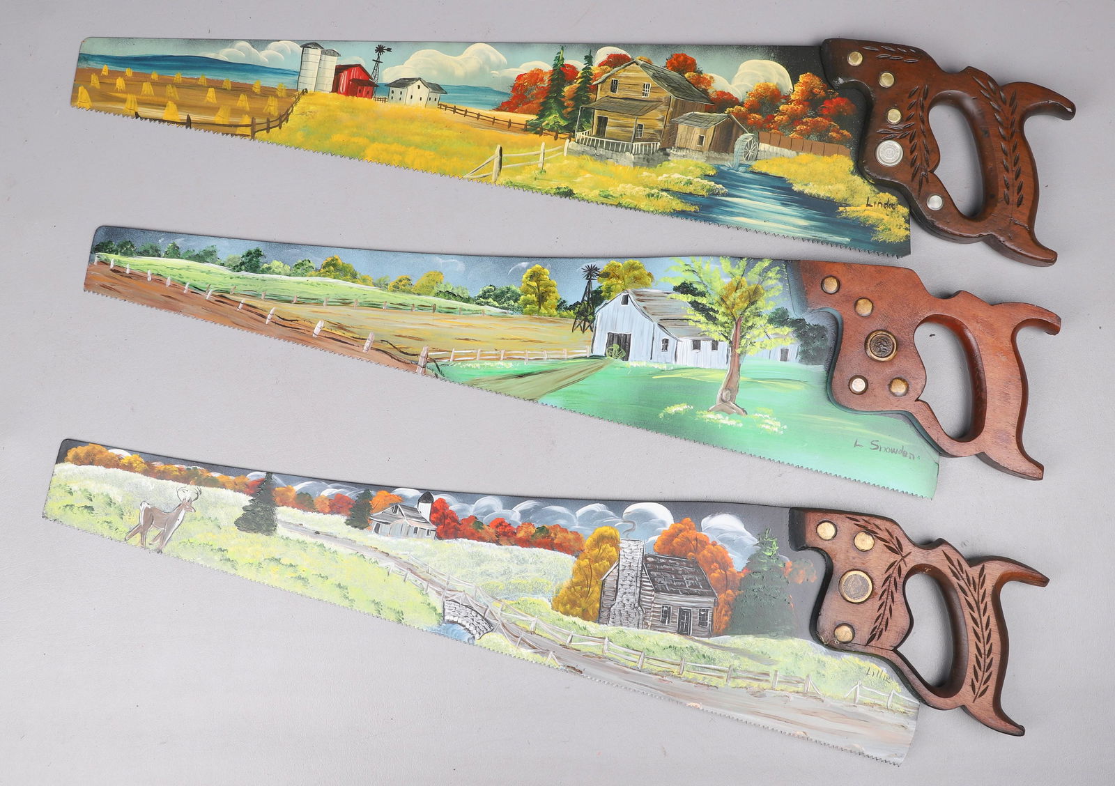 (3) Painted Hand Saws (1 of 2)