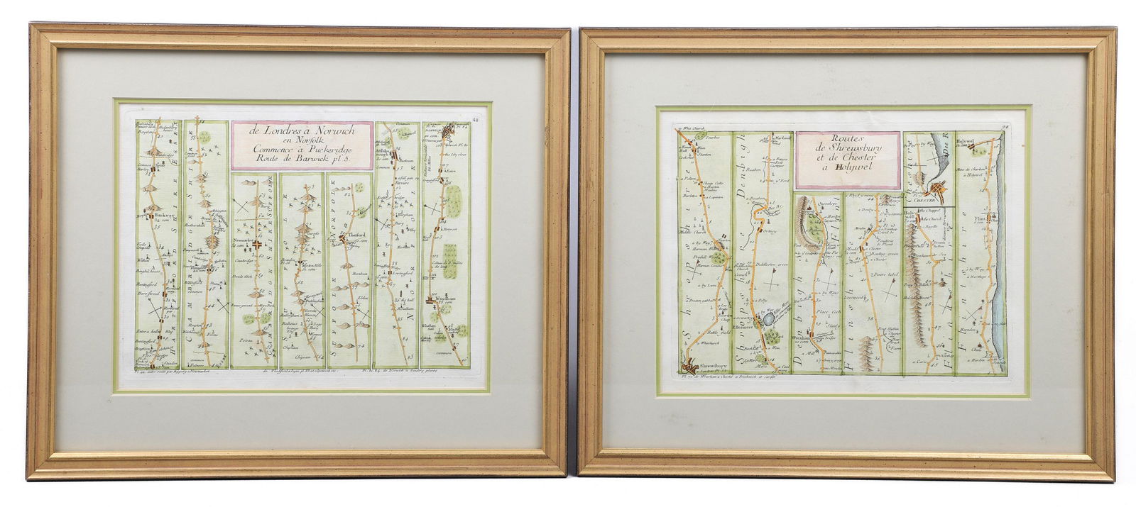 (2) 18th c. road maps, London-Norwich, etc. (1 of 5)
