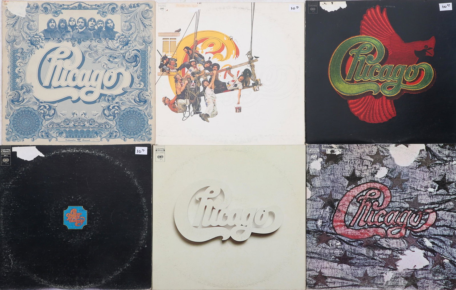 Lot of 6 33-1/3 Chicago Vinyl LPs: Lot of 6 33-1/3 Chicago Vinyl LPs, c/o Chicago Transit Authority I, III, VI, VII, Chicago and Carnegie Hall 1 and 2, Chicago IX Greatest Hits