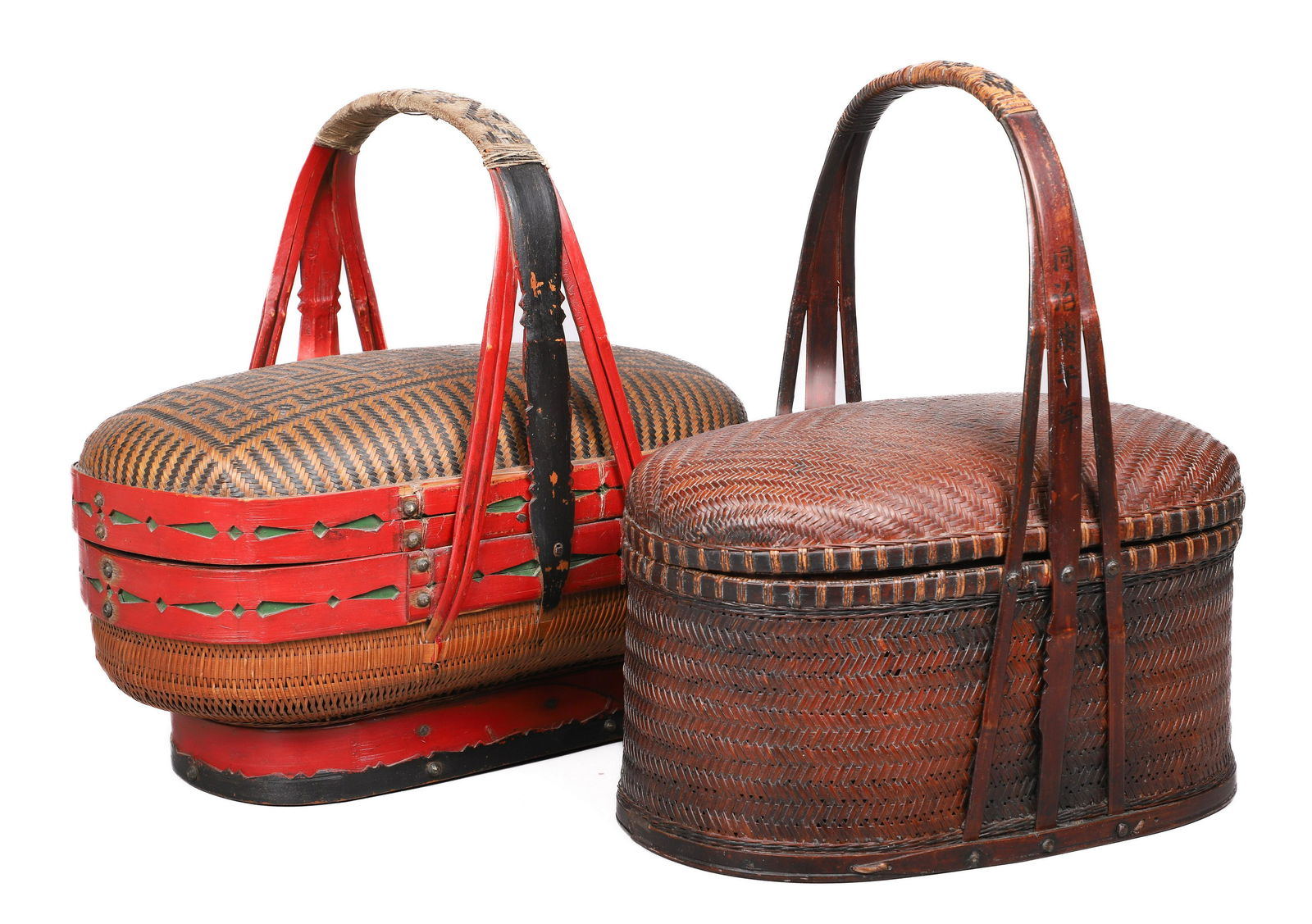 (2) Chinese Woven Lidded Baskets (1 of 3)