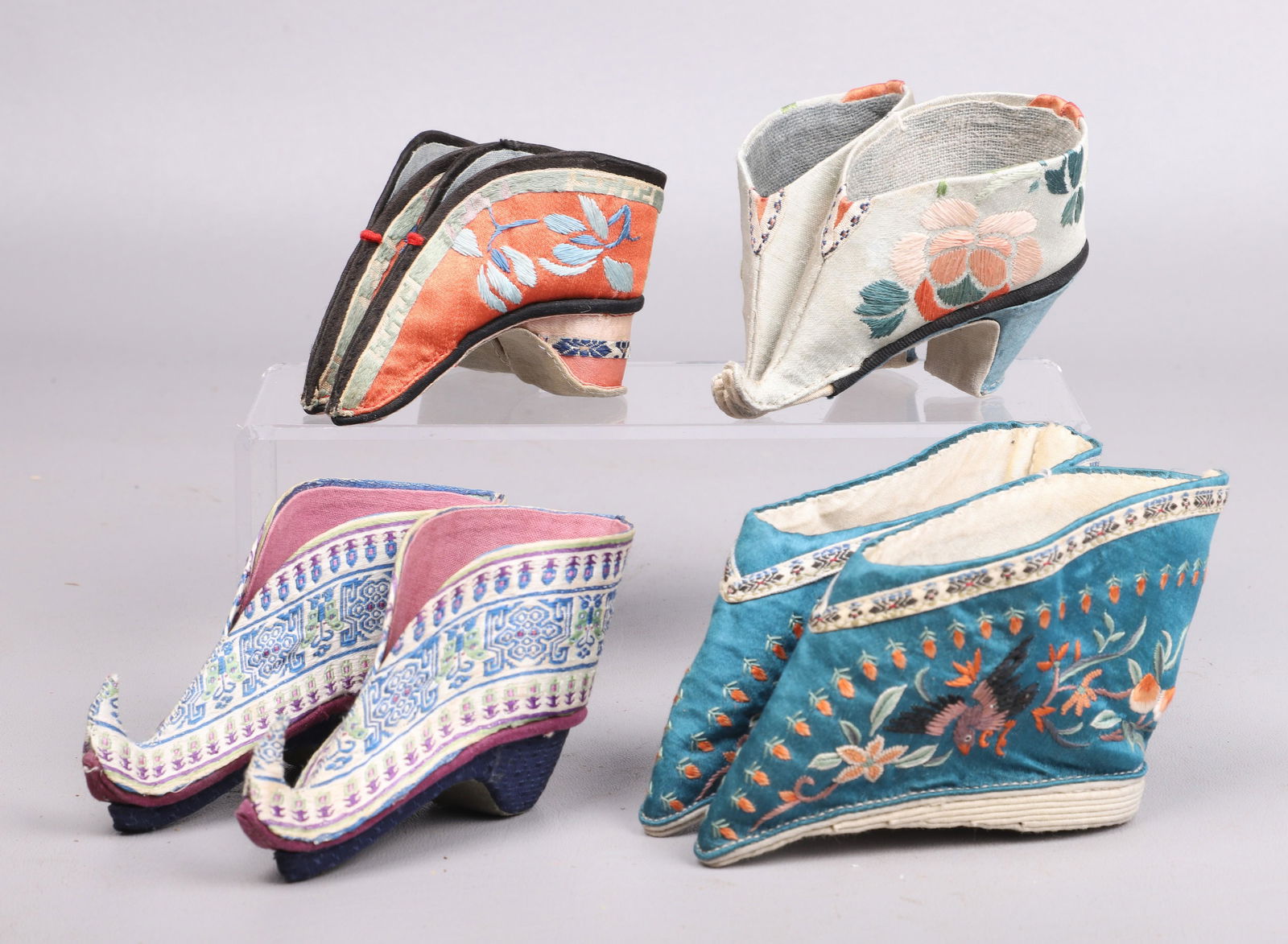 (4) Pair Chinese Embroidered Lotus Shoes (1 of 6)