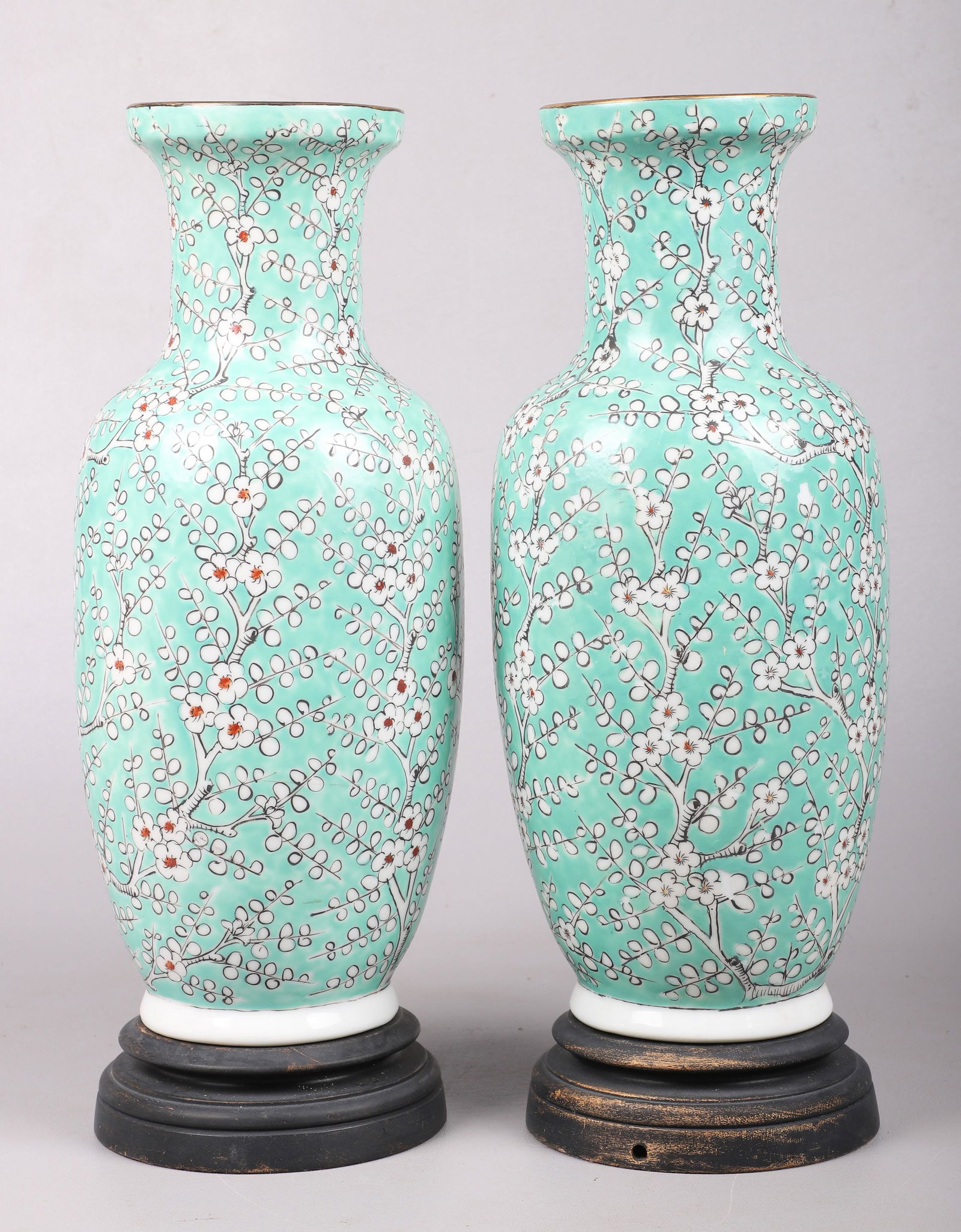 Japanese Porcelain Cherry Blossom Vase Pair (1 of 3)