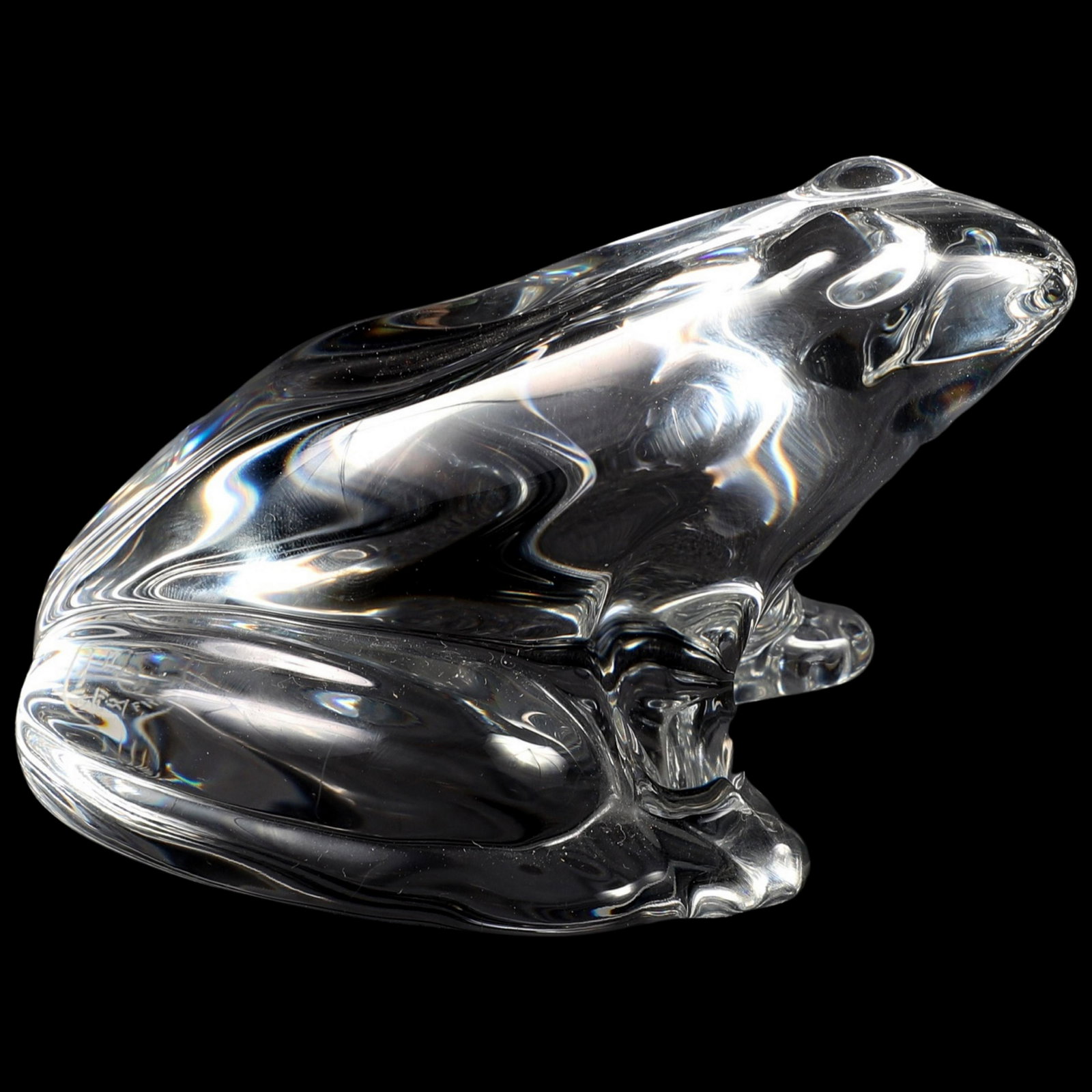 Baccarat Frog Paperweight: Baccarat frog paperweight, 4-1/2"L, 2-1/2"H, marked at underside