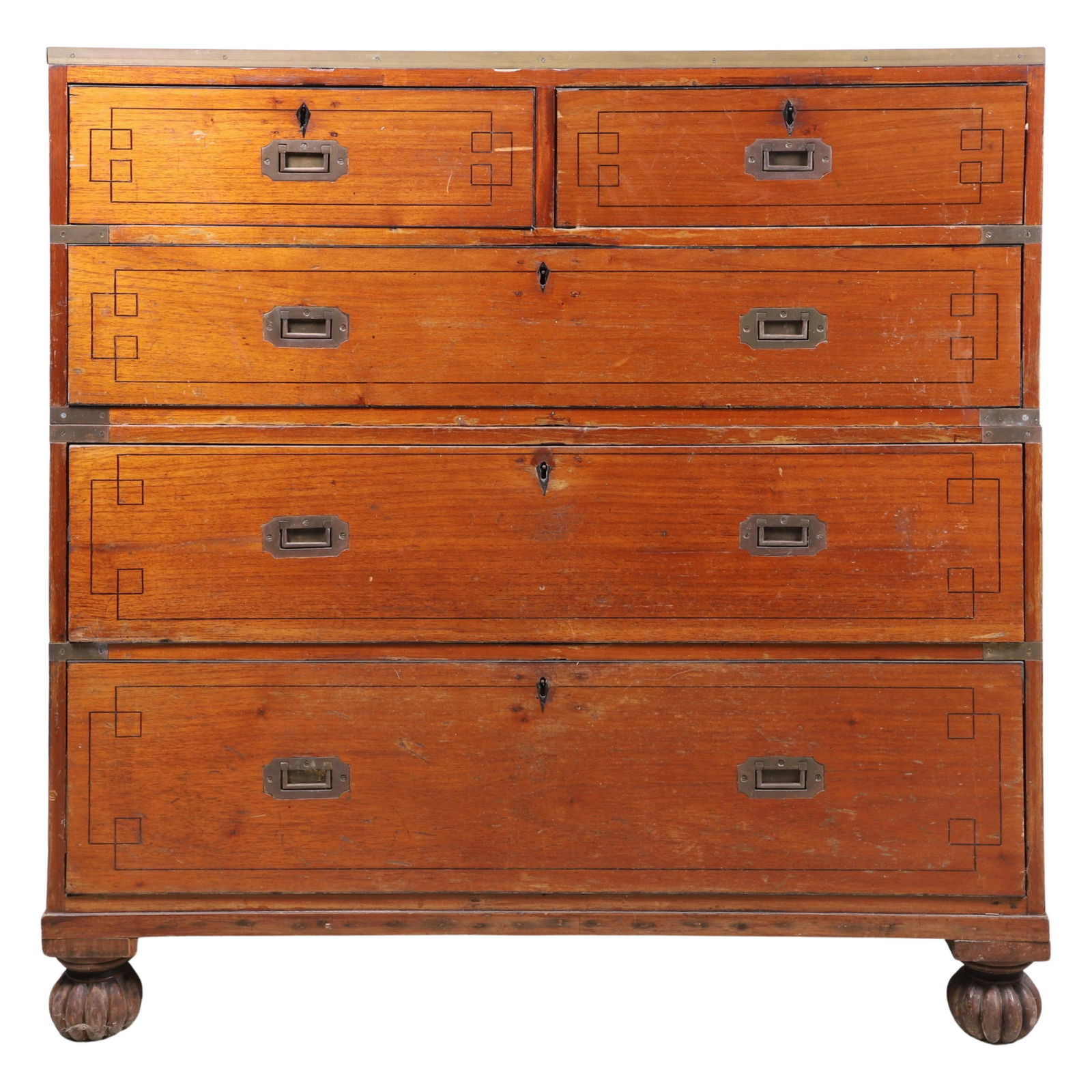 Inlaid Mahogany  2 Pc Campaign Chest, 19th c (1 of 8)