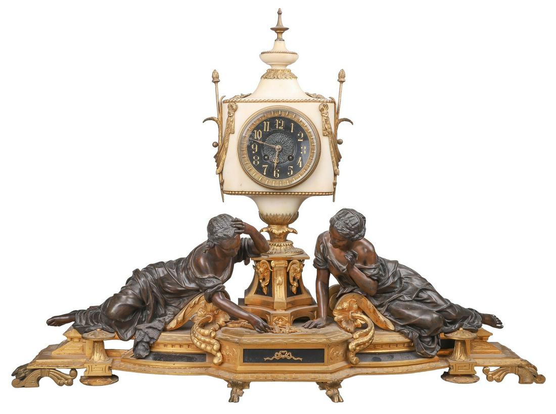 French Figural Bronze Mantle Clock (1 of 9)