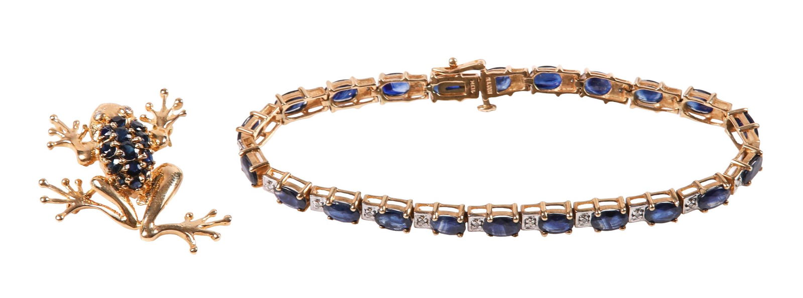 Sapphire Tennis Bracelet and Frog Brooch (1 of 9)