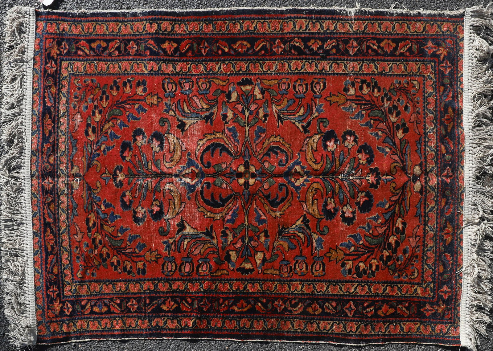 3'6" X 4'10" Semi Antique Lilihan Rug: 3'6" X 4'10" Semi Antique Lilihan Rug, wear, frayed edges, circa 1920s, please see photos for any specific condition concerns.