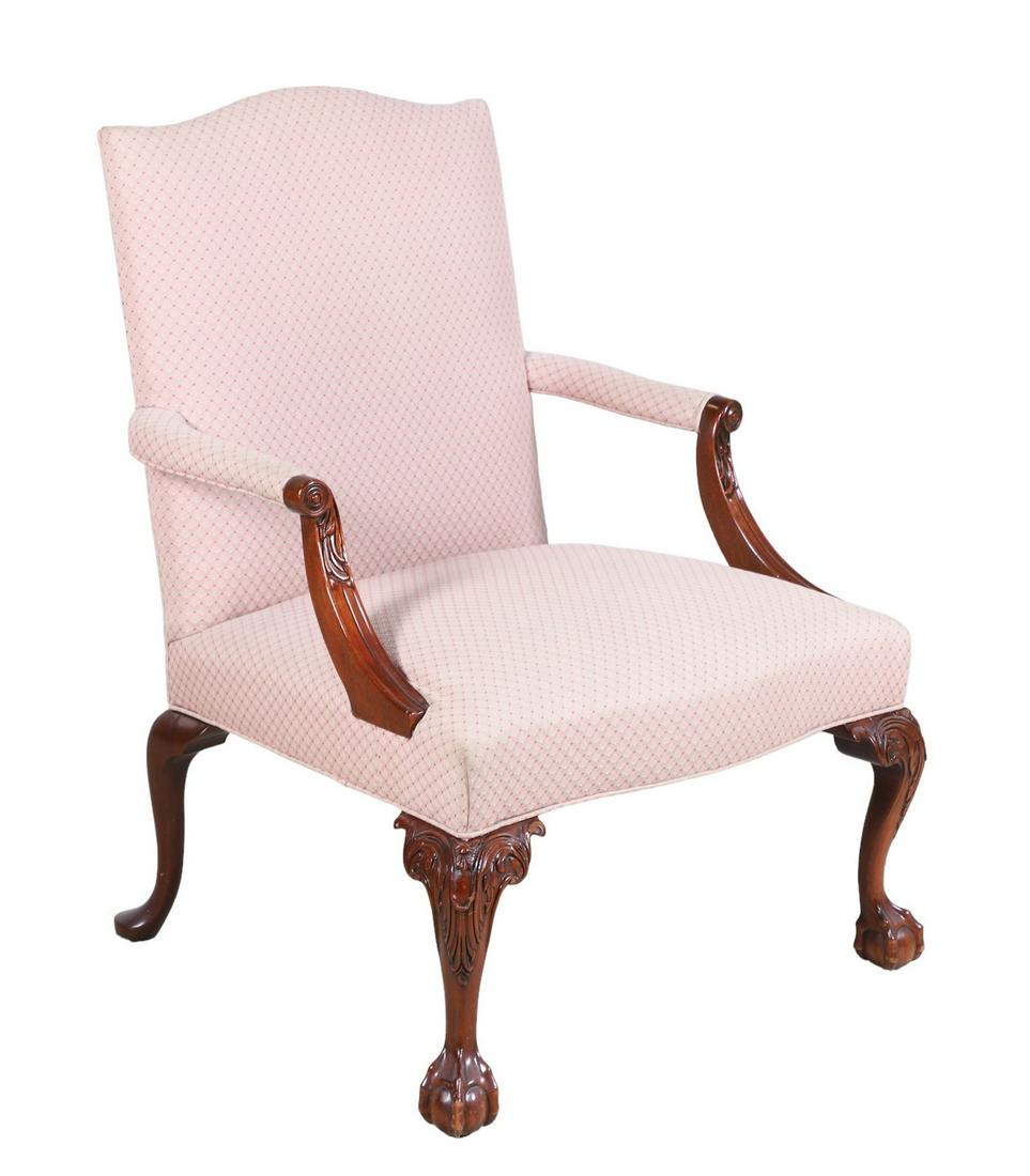 Chippendale style upholstered open armchair (1 of 1)