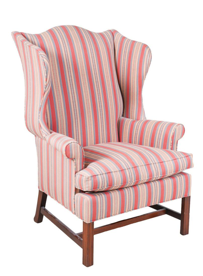 JJ Holley Chippendale style upholstered wing chair (1 of 3)