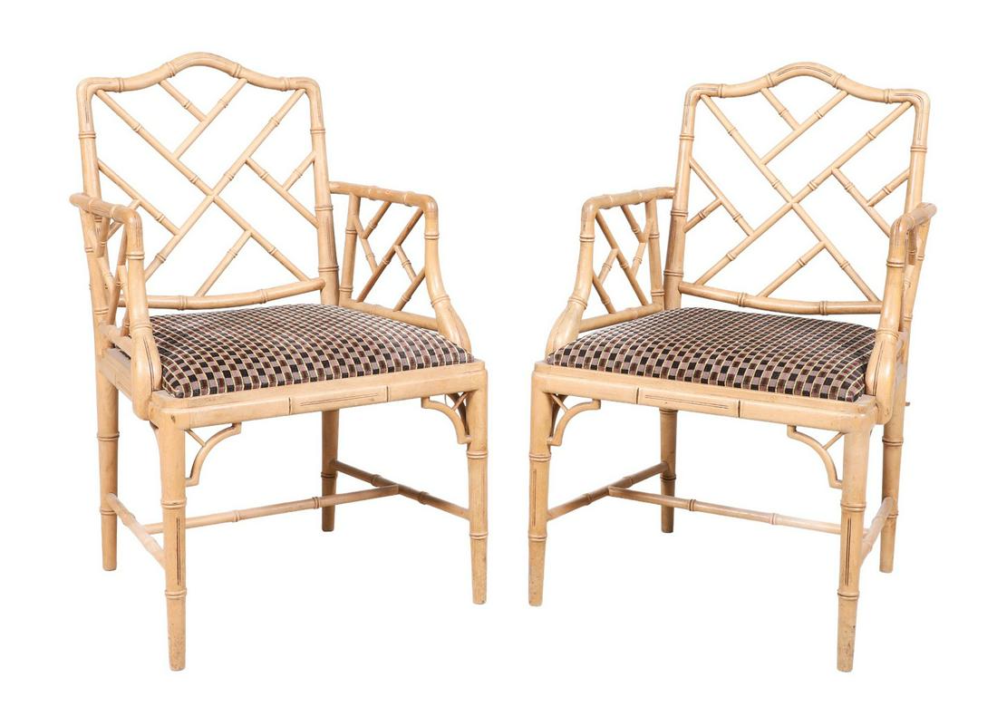 Pair Bamboo form open armchairs (1 of 3)