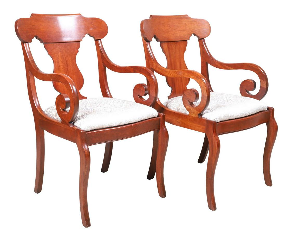 Pair Pennsylvania House carved cherry open armchairs (1 of 3)