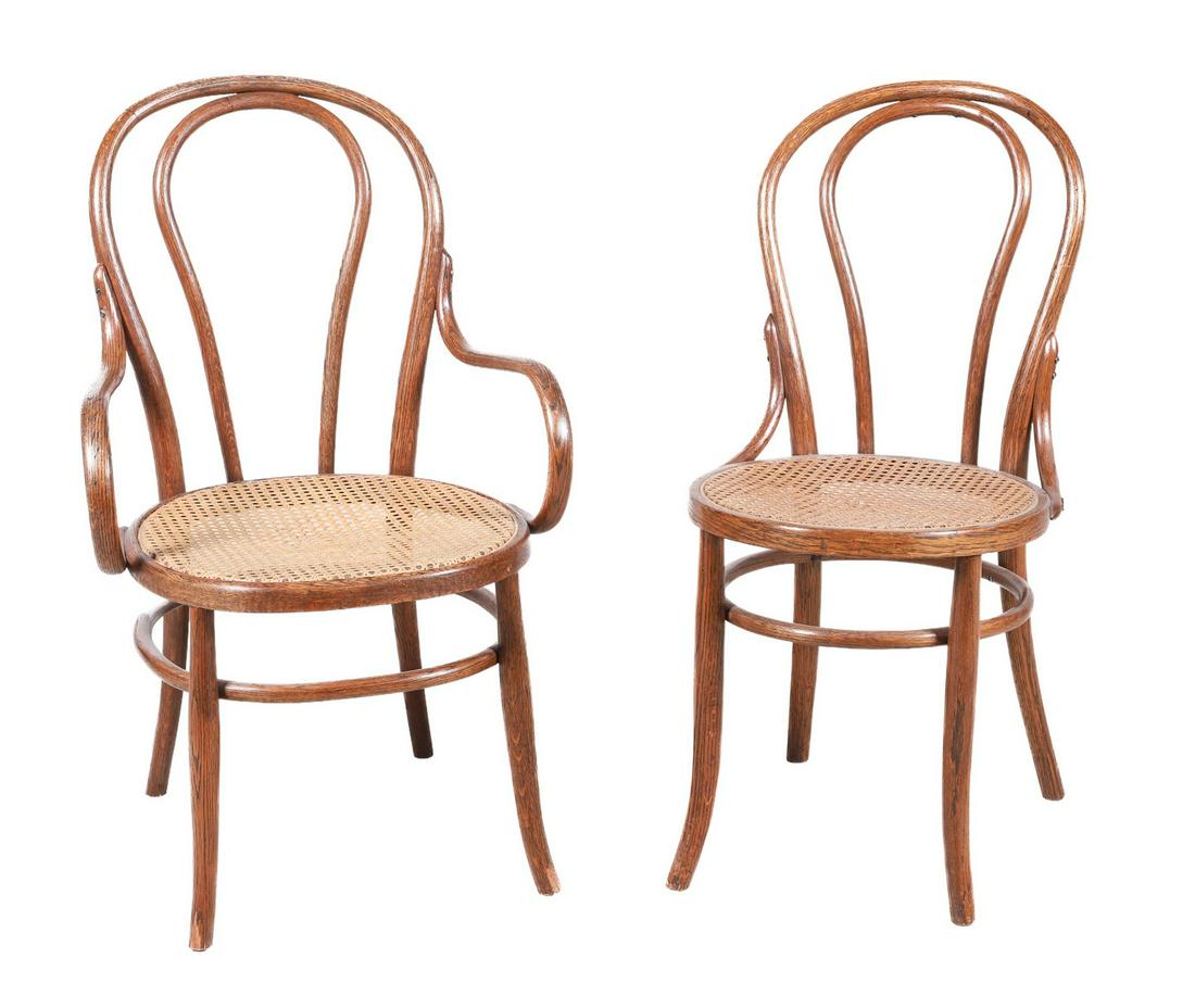 (2) Thonet style oak bentwood chairs (1 of 4)