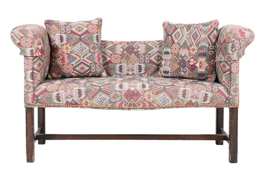 Chippendale style upholstered settee (1 of 3)