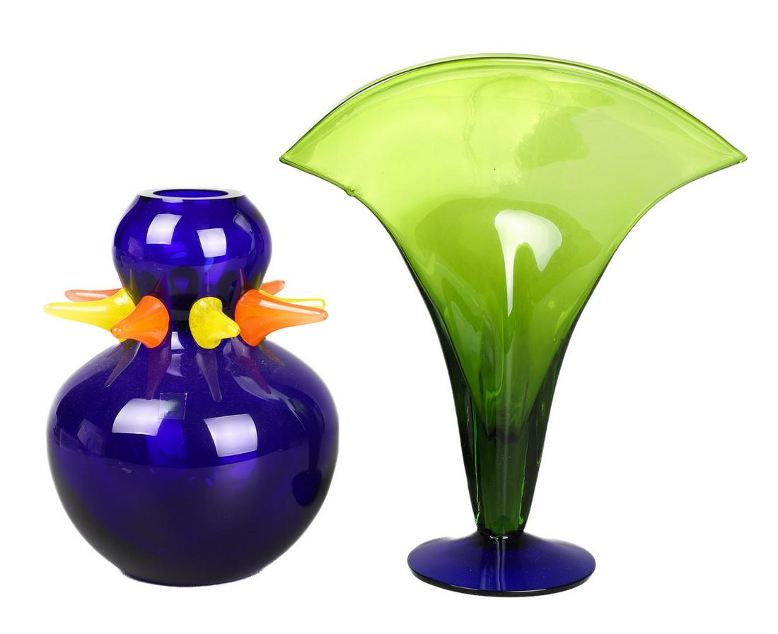 (2) Czech Art Glass Vases (1 of 4)