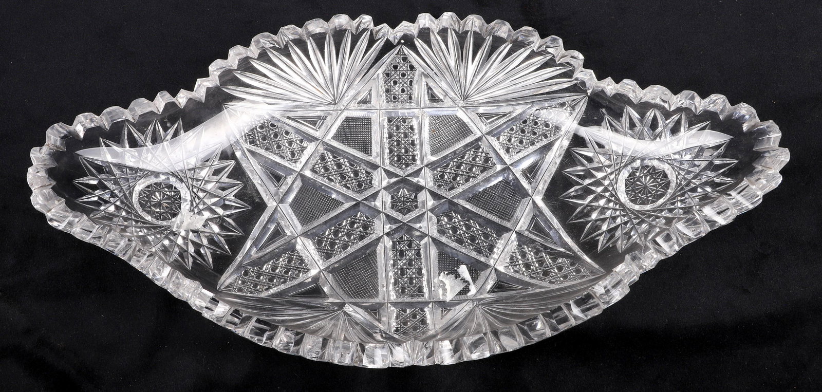 American Brilliant Cut Glass Ice Cream Tray: American brilliant cut glass ice cream tray, 14" x 7-1/2"