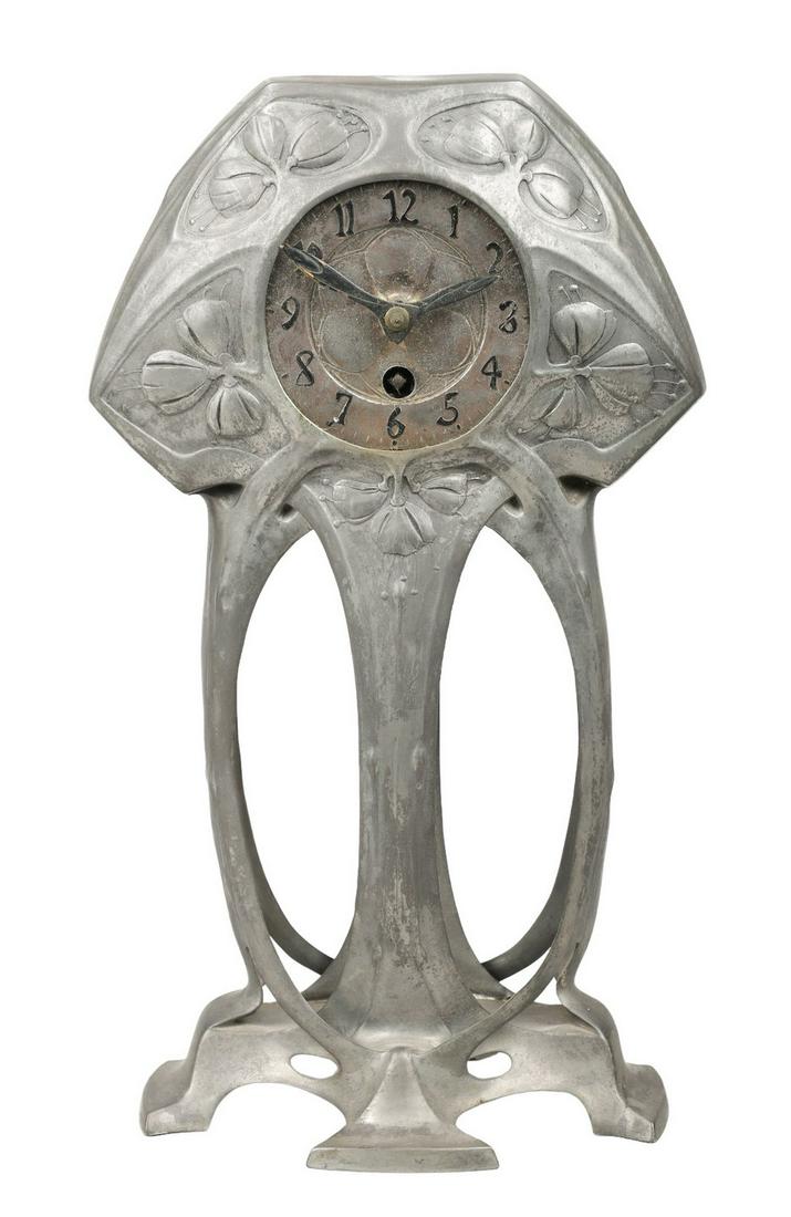 Art Nouveau Osiris Pewter Clock (1 of 5)