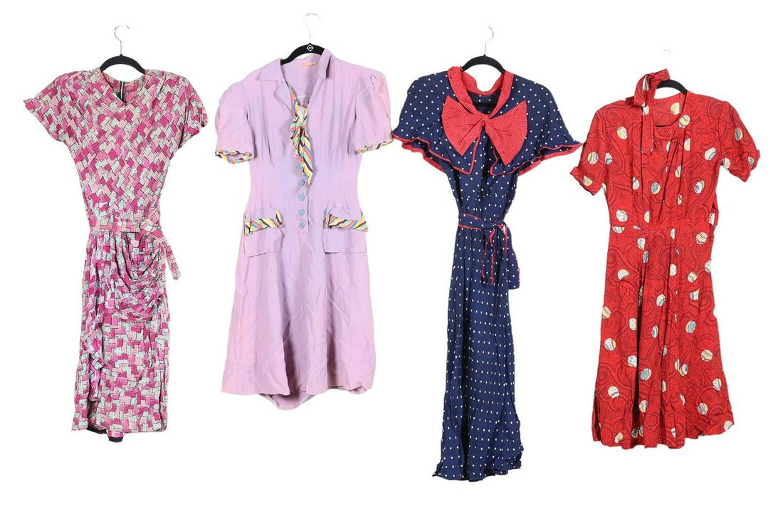 (4) 1940's Patterned Dresses (1 of 2)