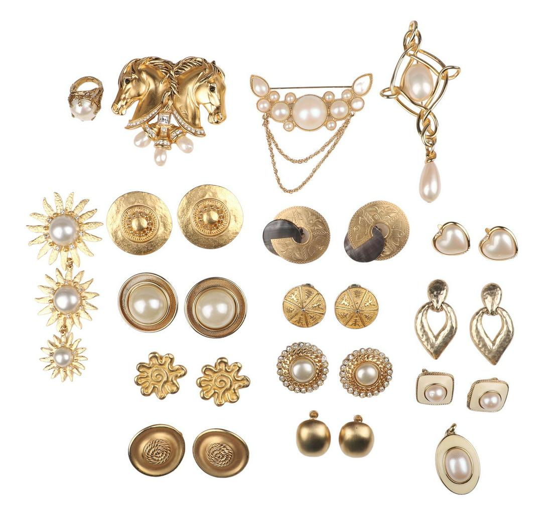 Gold Tone and Pearl Style Costume Jewelry Group (1 of 4)