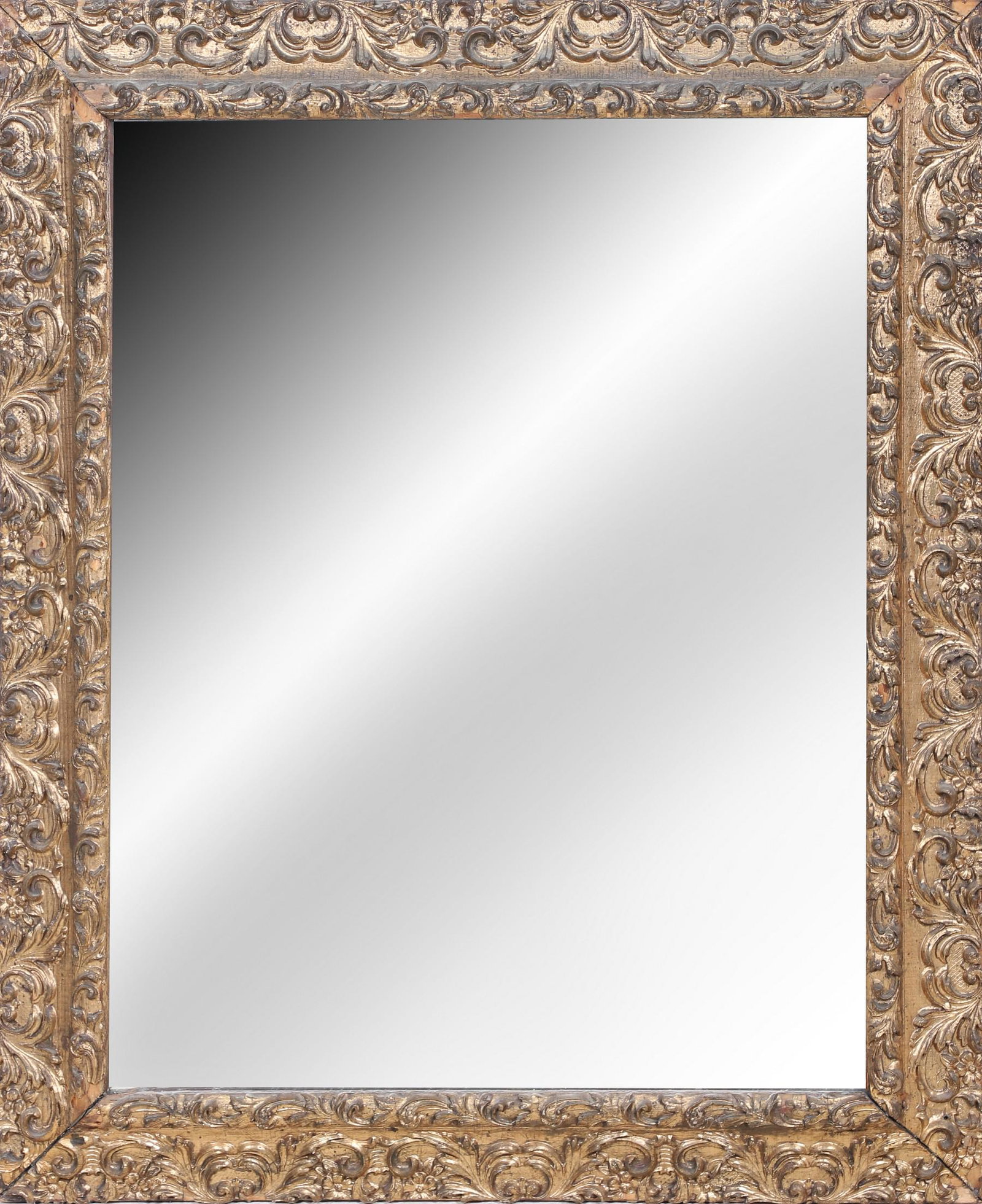 Gilt Framed Wall Mirror: Gilt framed wall mirror, 24-1/2" x 28-1/4", some chips to frame