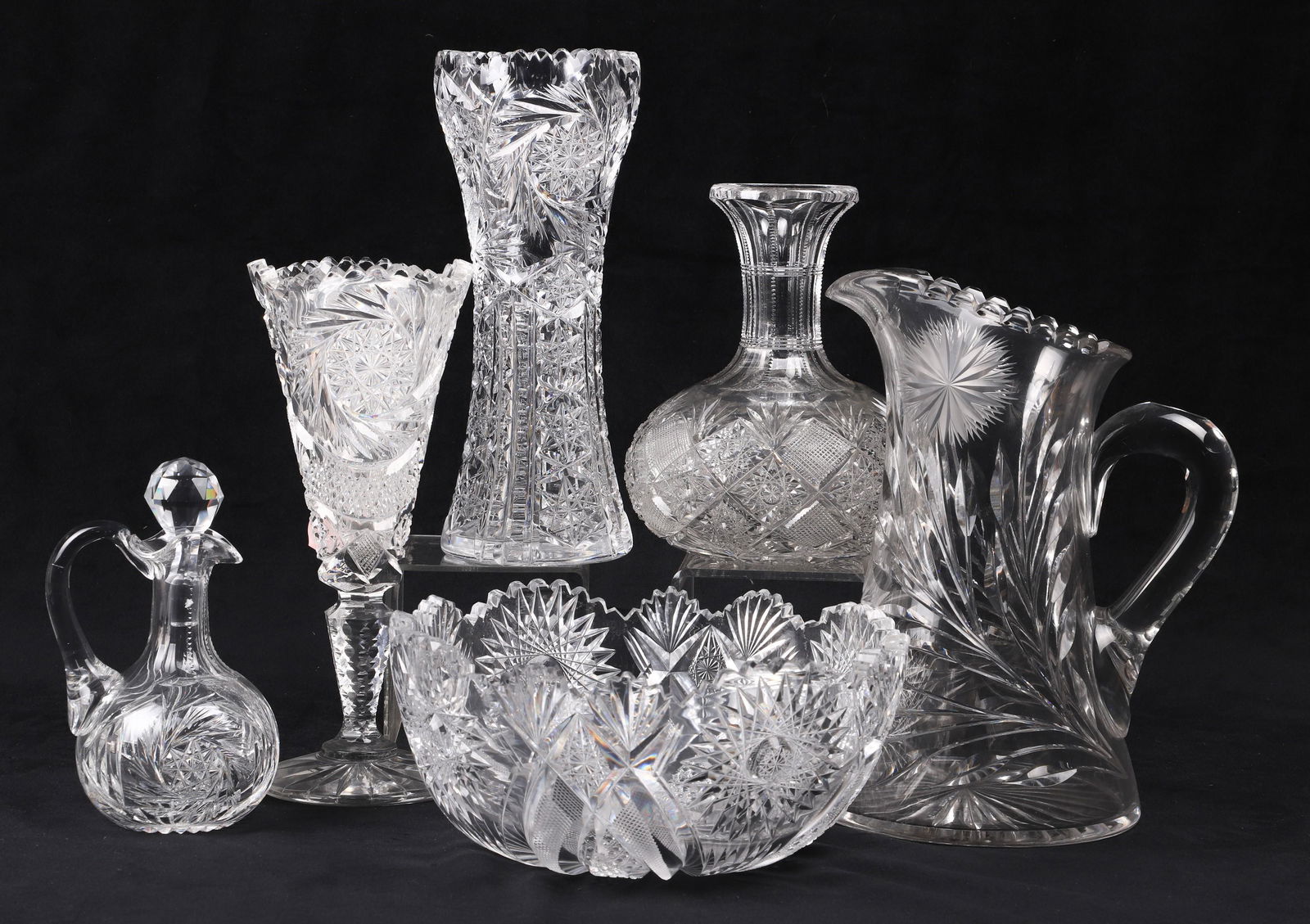 (6) Cut Glass Vases and Vessels (1 of 5)