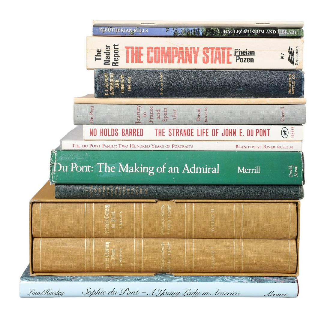 (13) books about the DuPont family: Thirteen various books and pamphlets about the DuPont family and company.